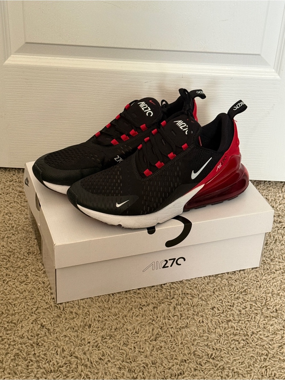 Nike Black and Red Air Max 270 Sneakers